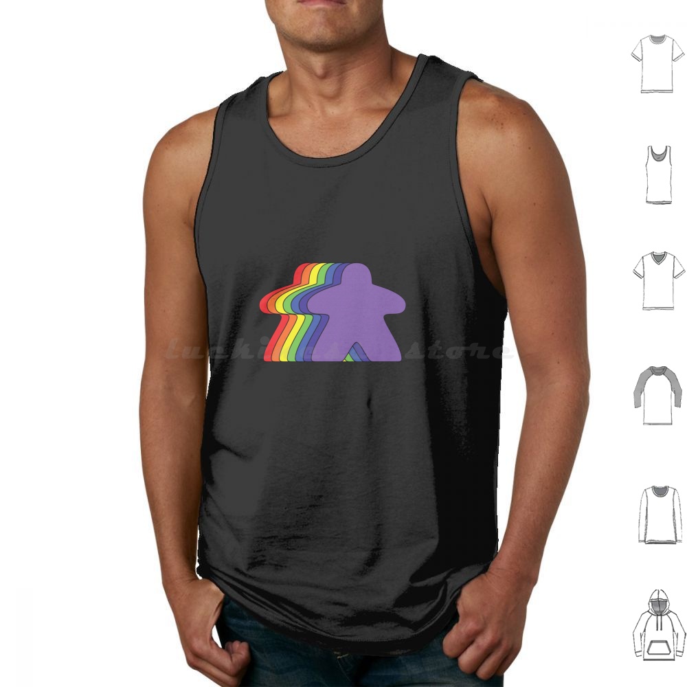 Board Game Geek - Rainbow Meeples Tanktops aus bedruckter Baumwolle,