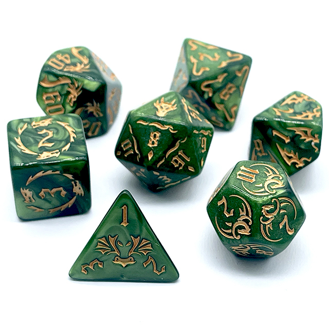 7-teiliges grünes Acryl-Würfel – Board Game Electronic Table Bewertung und Preis