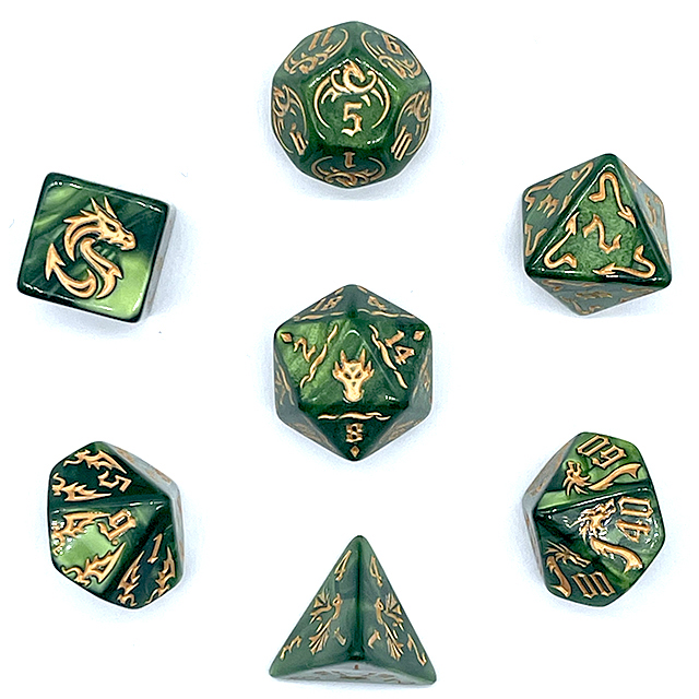 7-teiliges grünes Acryl-Würfel – Board Game Electronic Table Bewertung und Preis